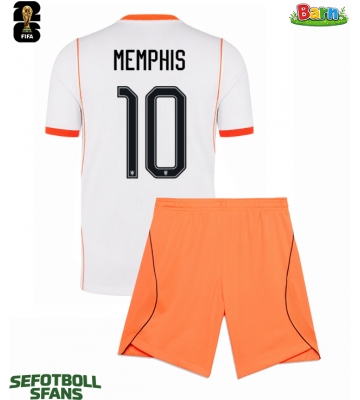 Nederländerna Memphis Depay #10 Bortaställ Barn VM 2026 Kortärmad (+ Korta byxor)